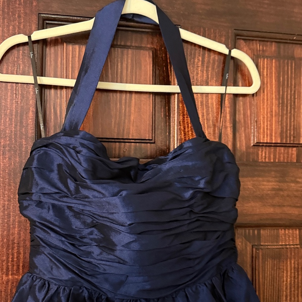 Rani Navy Taffeta Halter Maxi Dress LuLus - Picture 4 of 6